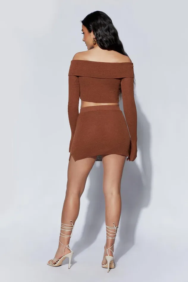 Meshki Skirts Esme Knit Mini Skirt 8211 Clay Clay 8211 Women