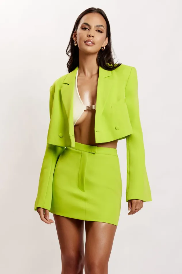 Meshki Skirts Josie Crepe Mini Skirt 8211 Lime Green Limegreen 8211 Women