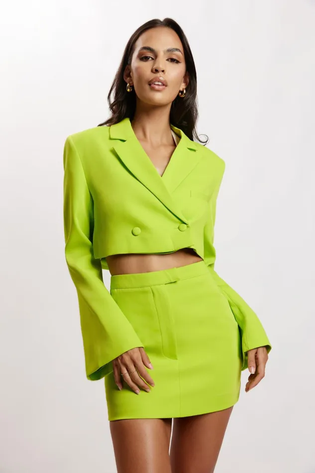 Meshki Skirts Josie Crepe Mini Skirt 8211 Lime Green Limegreen 8211 Women