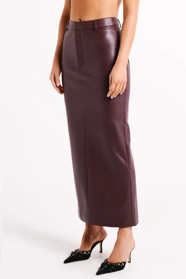 Meshki Skirts Lottie Faux Leather Maxi Skirt 8211 Dark Chocolate Darkchocolate 8211 Women