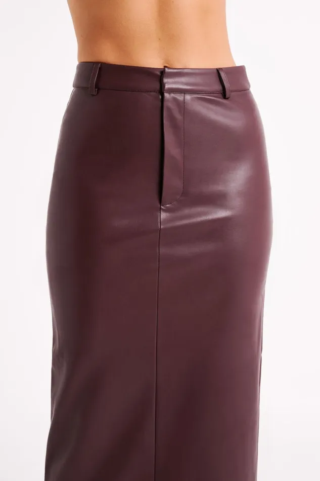 Meshki Skirts Lottie Faux Leather Maxi Skirt 8211 Dark Chocolate Darkchocolate 8211 Women