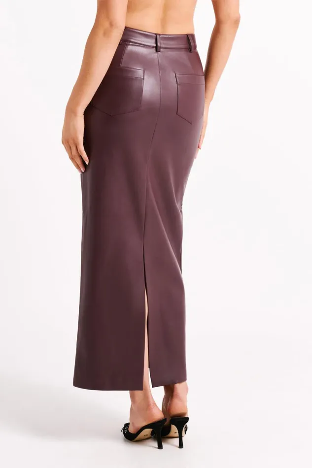 Meshki Skirts Lottie Faux Leather Maxi Skirt 8211 Dark Chocolate Darkchocolate 8211 Women