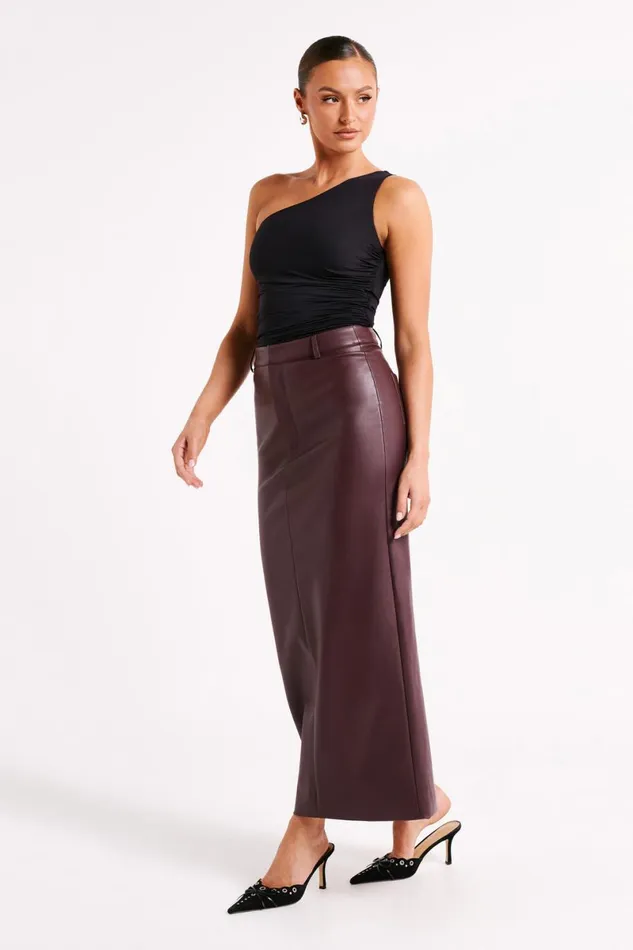 Meshki Skirts Lottie Faux Leather Maxi Skirt 8211 Dark Chocolate Darkchocolate 8211 Women