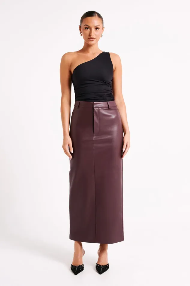 Meshki Skirts Lottie Faux Leather Maxi Skirt 8211 Dark Chocolate Darkchocolate 8211 Women