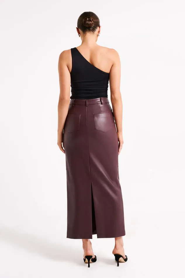 Meshki Skirts Lottie Faux Leather Maxi Skirt 8211 Dark Chocolate Darkchocolate 8211 Women