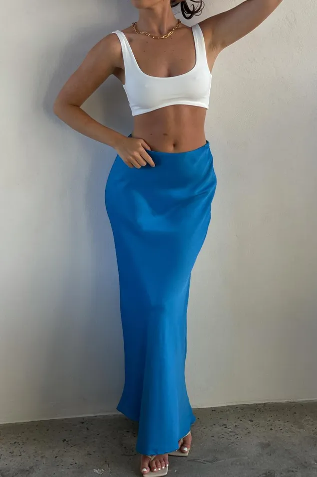 Meshki Skirts Missy Maxi Satin Skirt 8211 Azure Blue Azureblue 8211 Women Meshki Skirts Missy Maxi Satin Skirt 8211 Azure Blue Azureblue 8211 Women