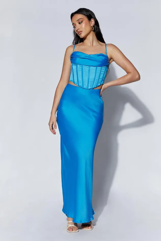 Meshki Skirts Missy Maxi Satin Skirt 8211 Azure Blue Azureblue 8211 Women Meshki Skirts Missy Maxi Satin Skirt 8211 Azure Blue Azureblue 8211 Women