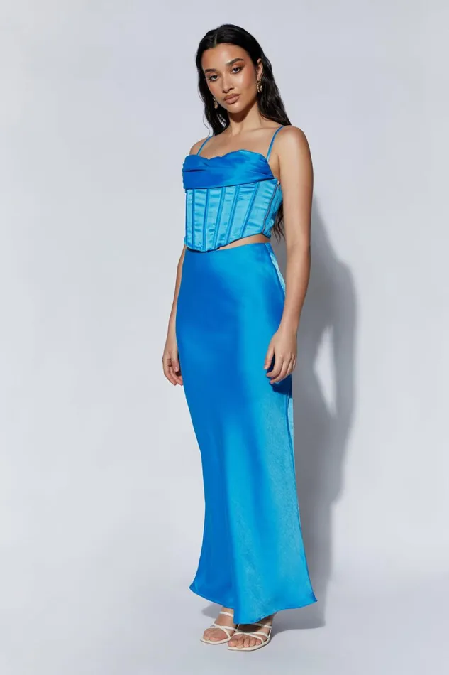 Meshki Skirts Missy Maxi Satin Skirt 8211 Azure Blue Azureblue 8211 Women Meshki Skirts Missy Maxi Satin Skirt 8211 Azure Blue Azureblue 8211 Women