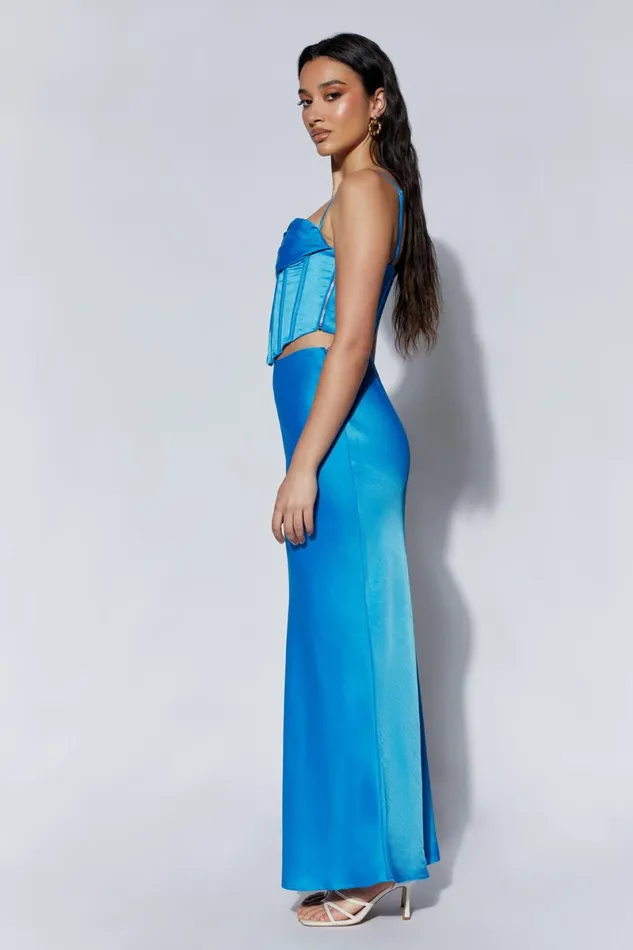 Meshki Skirts Missy Maxi Satin Skirt 8211 Azure Blue Azureblue 8211 Women Meshki Skirts Missy Maxi Satin Skirt 8211 Azure Blue Azureblue 8211 Women