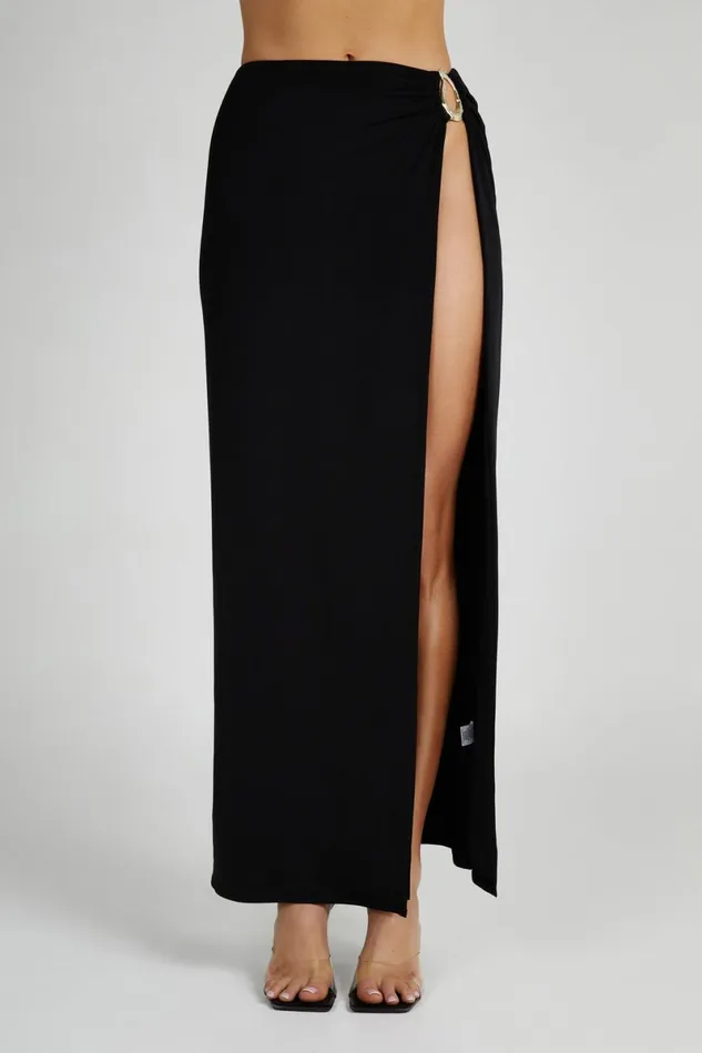 Meshki Skirts Suri Slinky Maxi Skirt With Hardware 8211 Black Black 8211 Women