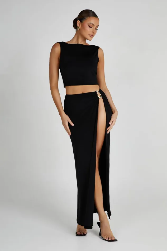 Meshki Skirts Suri Slinky Maxi Skirt With Hardware 8211 Black Black 8211 Women