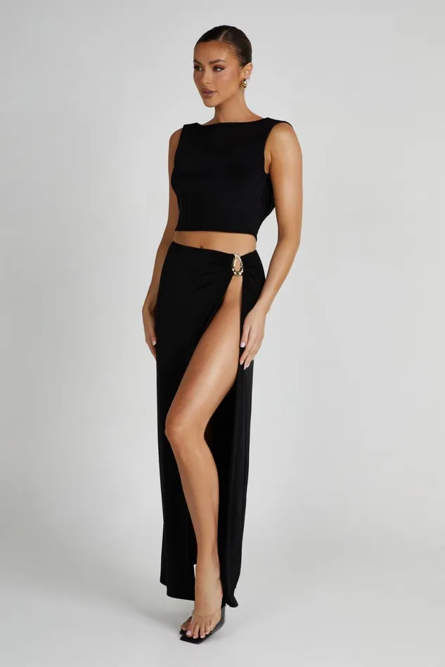 Meshki Skirts Suri Slinky Maxi Skirt With Hardware 8211 Black Black 8211 Women