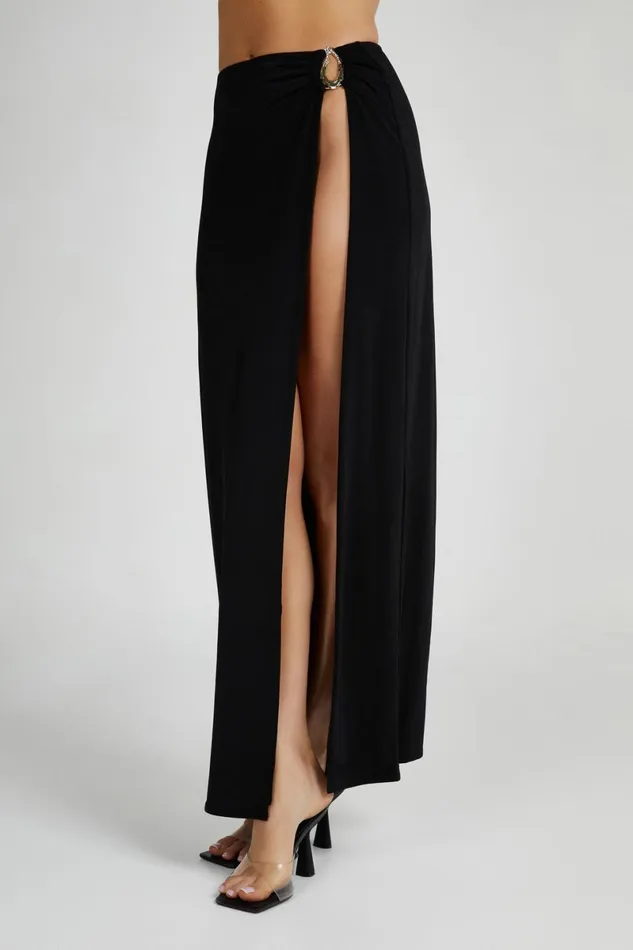 Meshki Skirts Suri Slinky Maxi Skirt With Hardware 8211 Black Black 8211 Women