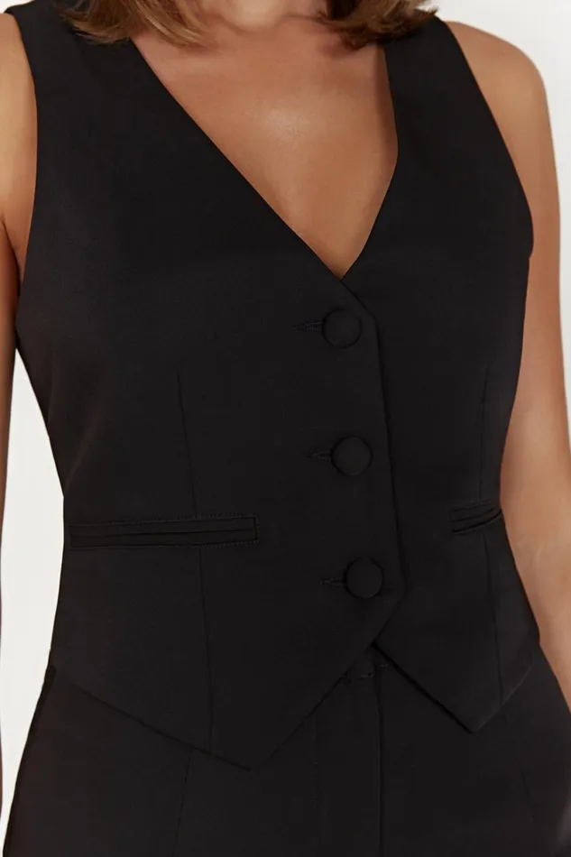 Meshki Sleeveless Tops Blair Crepe Waist Coat 8211 Black Black 8211 Women