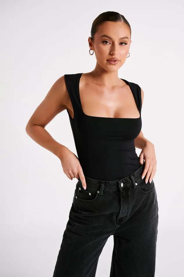 Meshki Sleeveless Tops Linley Recycled Nylon Long Line Top 8211 Black Black 8211 Women