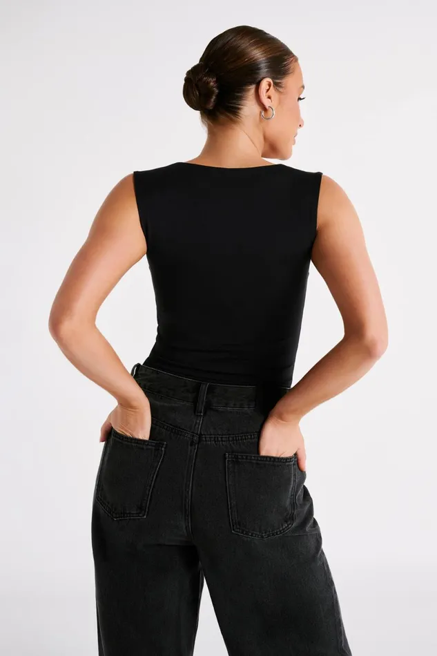 Meshki Sleeveless Tops Linley Recycled Nylon Long Line Top 8211 Black Black 8211 Women