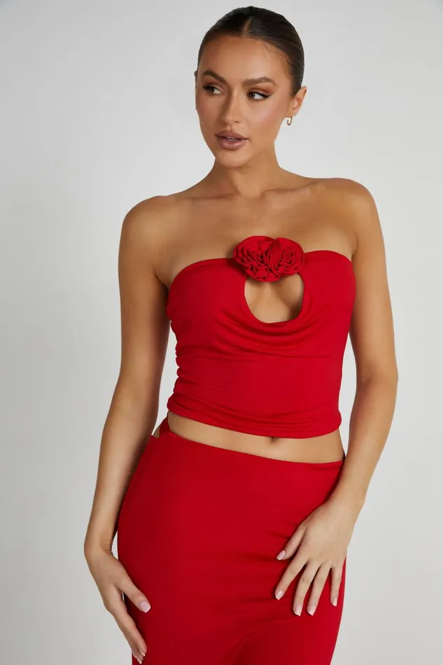 Meshki Sleeveless Tops Megan Strapless Rose Top 8211 Red Red 8211 Women