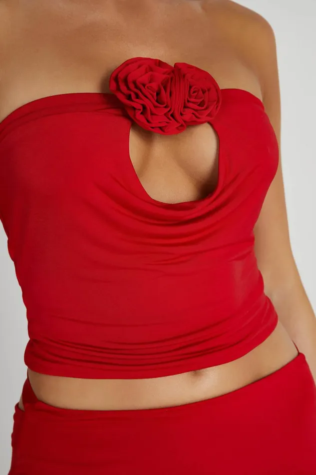 Meshki Sleeveless Tops Megan Strapless Rose Top 8211 Red Red 8211 Women