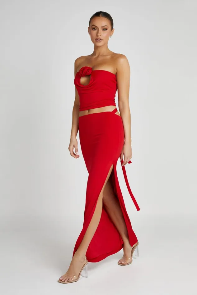 Meshki Sleeveless Tops Megan Strapless Rose Top 8211 Red Red 8211 Women