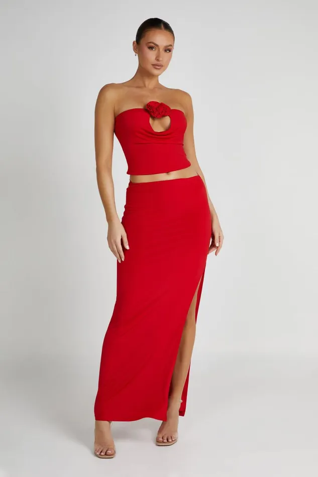 Meshki Sleeveless Tops Megan Strapless Rose Top 8211 Red Red 8211 Women