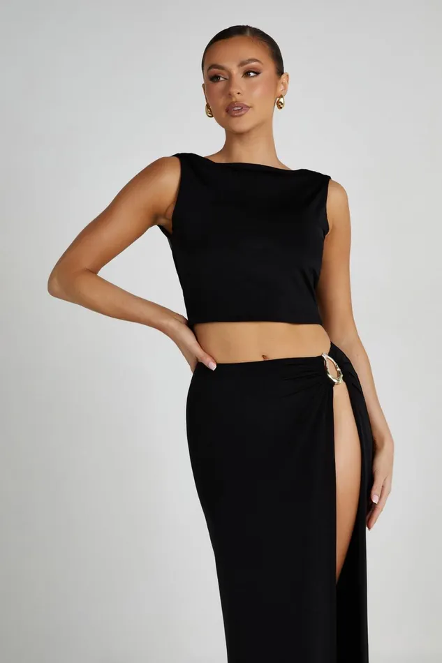 Meshki Sleeveless Tops Suri Slinky Cowl Back Top 8211 Black Black 8211 Women