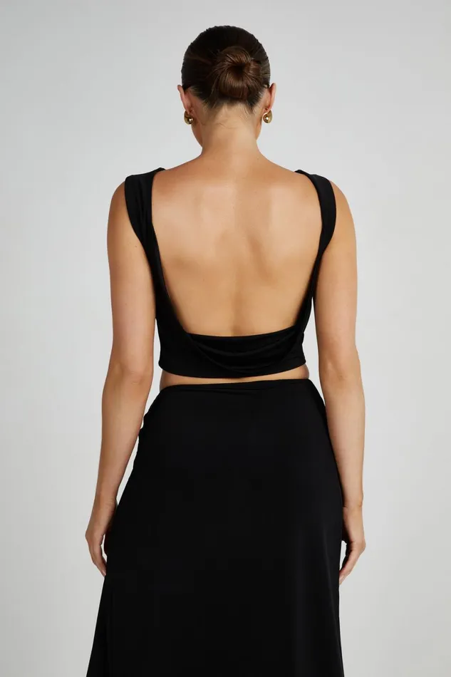 Meshki Sleeveless Tops Suri Slinky Cowl Back Top 8211 Black Black 8211 Women
