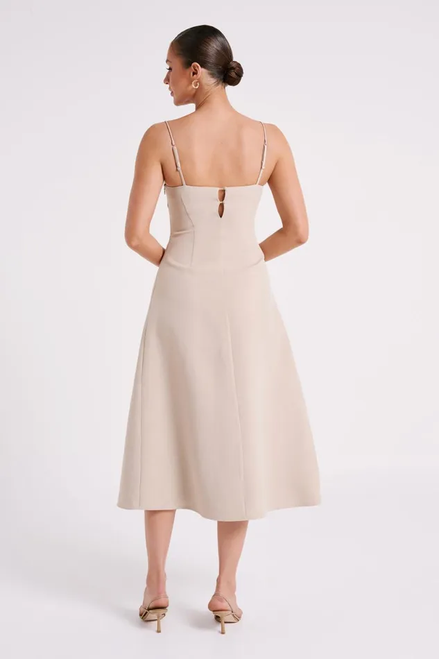 Meshki Summer Dresses Alaina Cotton ALine Midi Dress 8211 Natural Natural 8211 Women