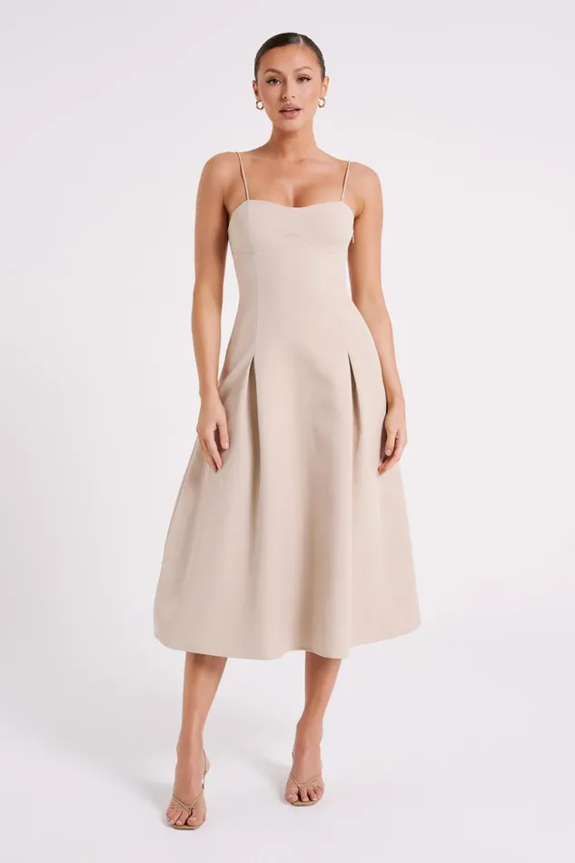 Meshki Summer Dresses Alaina Cotton ALine Midi Dress 8211 Natural Natural 8211 Women
