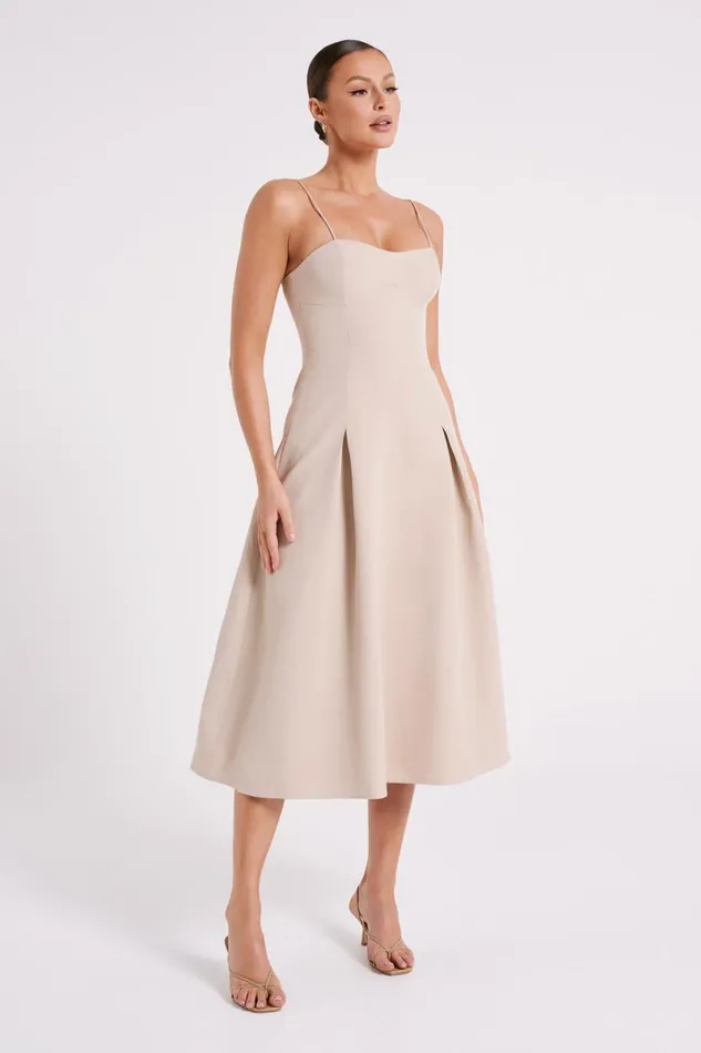 Meshki Summer Dresses Alaina Cotton ALine Midi Dress 8211 Natural Natural 8211 Women
