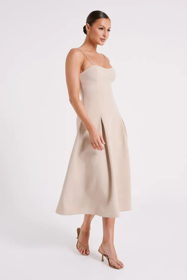 Meshki Summer Dresses Alaina Cotton ALine Midi Dress 8211 Natural Natural 8211 Women
