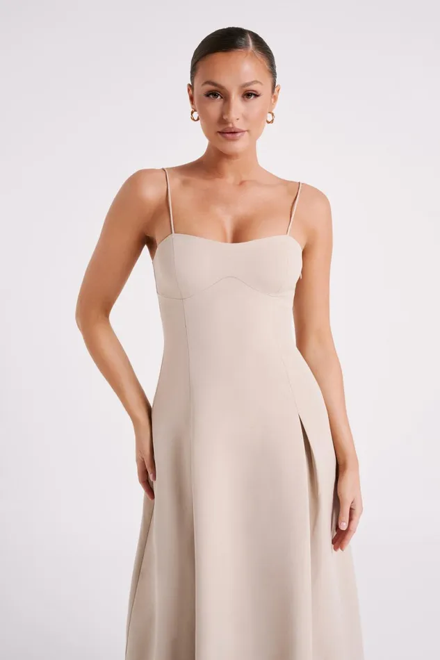 Meshki Summer Dresses Alaina Cotton ALine Midi Dress 8211 Natural Natural 8211 Women