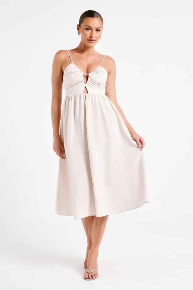Meshki Summer Dresses Magdelena Cut Out Linen Midi Dress 8211 Natural Natural 8211 Women Meshki Summer Dresses Magdelena Cut Out Linen Midi Dress 8211 Natural Natural 8211 Women