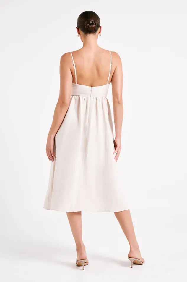 Meshki Summer Dresses Magdelena Cut Out Linen Midi Dress 8211 Natural Natural 8211 Women Meshki Summer Dresses Magdelena Cut Out Linen Midi Dress 8211 Natural Natural 8211 Women