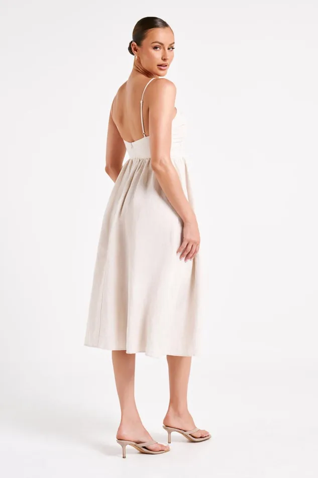 Meshki Summer Dresses Magdelena Cut Out Linen Midi Dress 8211 Natural Natural 8211 Women Meshki Summer Dresses Magdelena Cut Out Linen Midi Dress 8211 Natural Natural 8211 Women