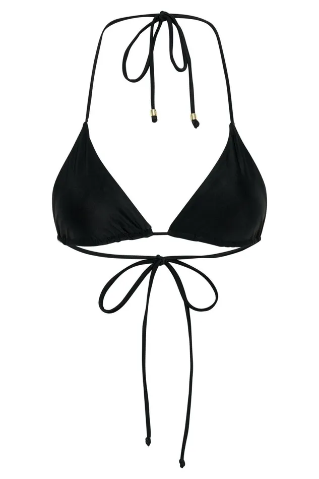 Meshki Swimwear Kalli Recycled Nylon Triangle Tie Up Bikini Top 8211 Black Black 8211 Women