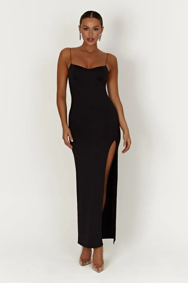 Meshki Wedding Guests Addison Recycled Nylon Cupped Maxi Dress 8211 Black Black 8211 Women Meshki Wedding Guests Addison Recycled Nylon Cupped Maxi Dress 8211 Black Black 8211 Women