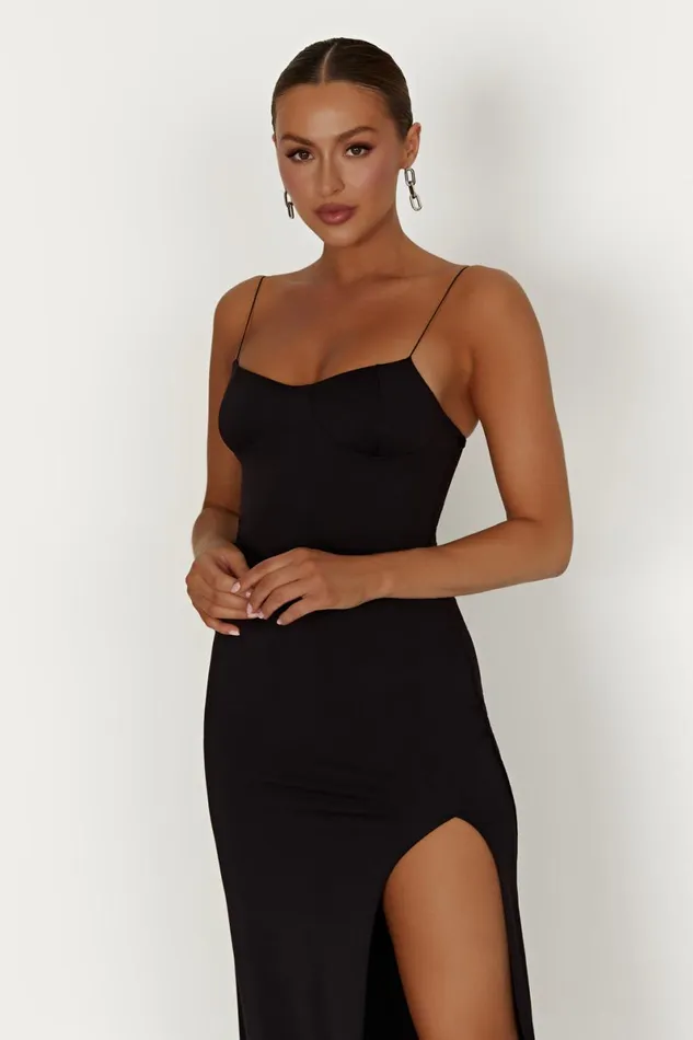 Meshki Wedding Guests Addison Recycled Nylon Cupped Maxi Dress 8211 Black Black 8211 Women