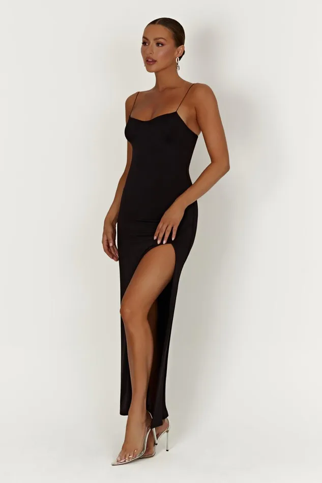 Meshki Wedding Guests Addison Recycled Nylon Cupped Maxi Dress 8211 Black Black 8211 Women