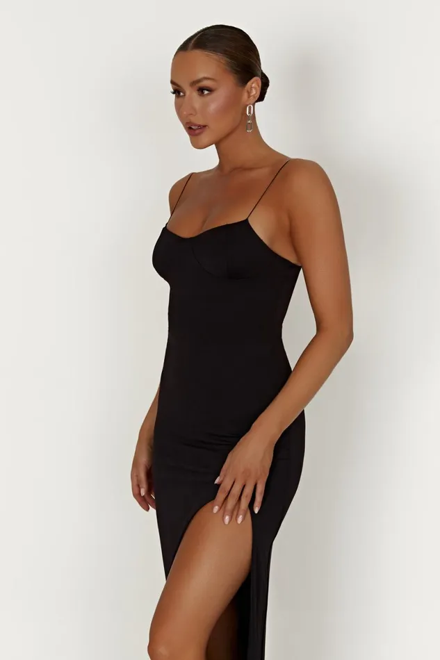 Meshki Wedding Guests Addison Recycled Nylon Cupped Maxi Dress 8211 Black Black 8211 Women