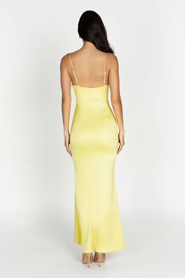 Meshki Wedding Guests Desirie Corset Maxi Dress 8211 Lemon Lemon 8211 Women
