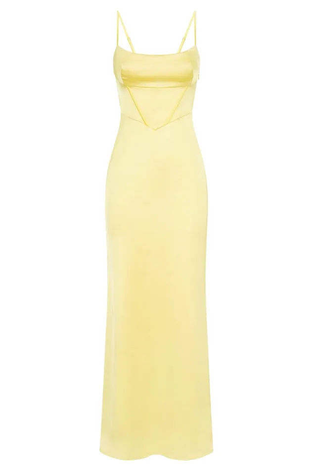 Meshki Wedding Guests Desirie Corset Maxi Dress 8211 Lemon Lemon 8211 Women