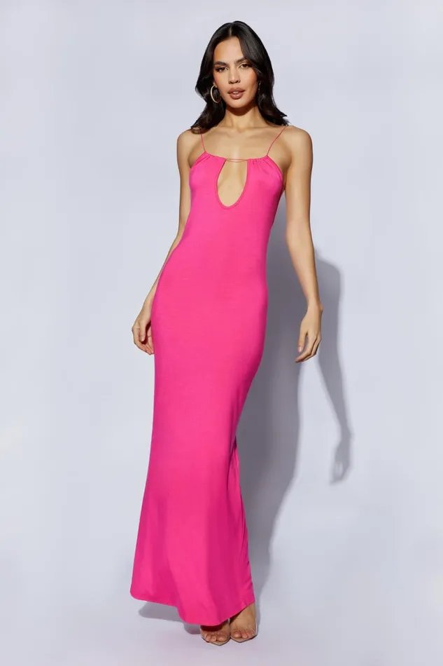 Meshki Wedding Guests Kirsty Strappy Circle Cutout Maxi Dress Fuchsia Fuchsia 8211 Women Meshki Wedding Guests Kirsty Strappy Circle Cutout Maxi Dress Fuchsia Fuchsia 8211 Women