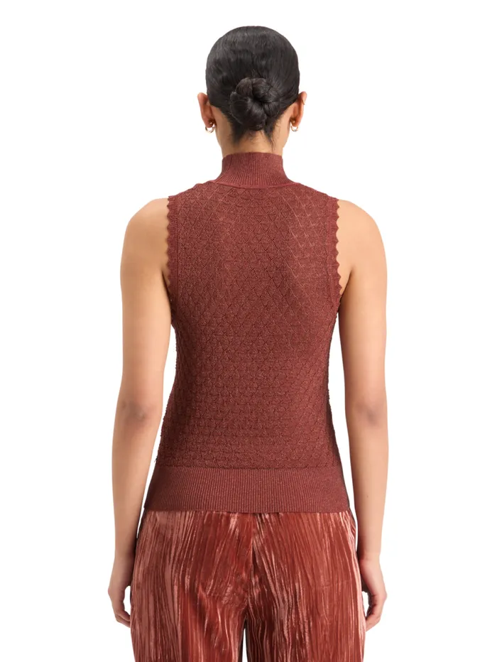 METALLIC POINTELLE KNITTED TANK Gold Women Scotch and Soda Tops and TShirts