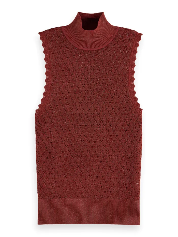 METALLIC POINTELLE KNITTED TANK Gold Women Scotch and Soda Tops and TShirts