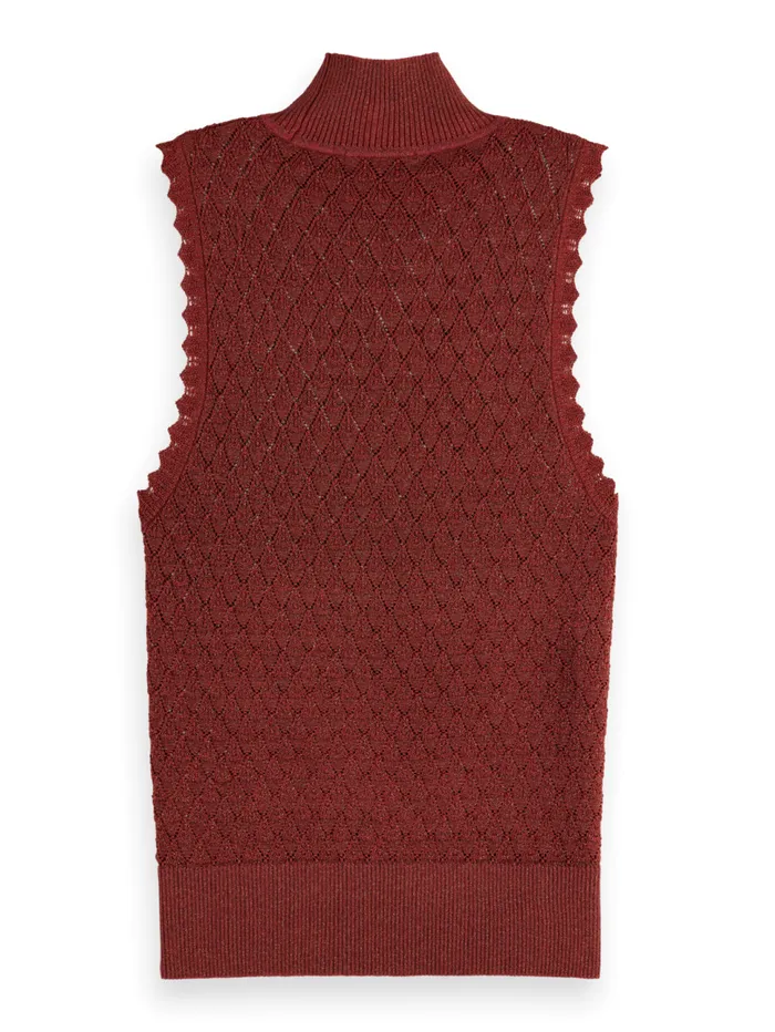 METALLIC POINTELLE KNITTED TANK Gold Women Scotch and Soda Tops and TShirts