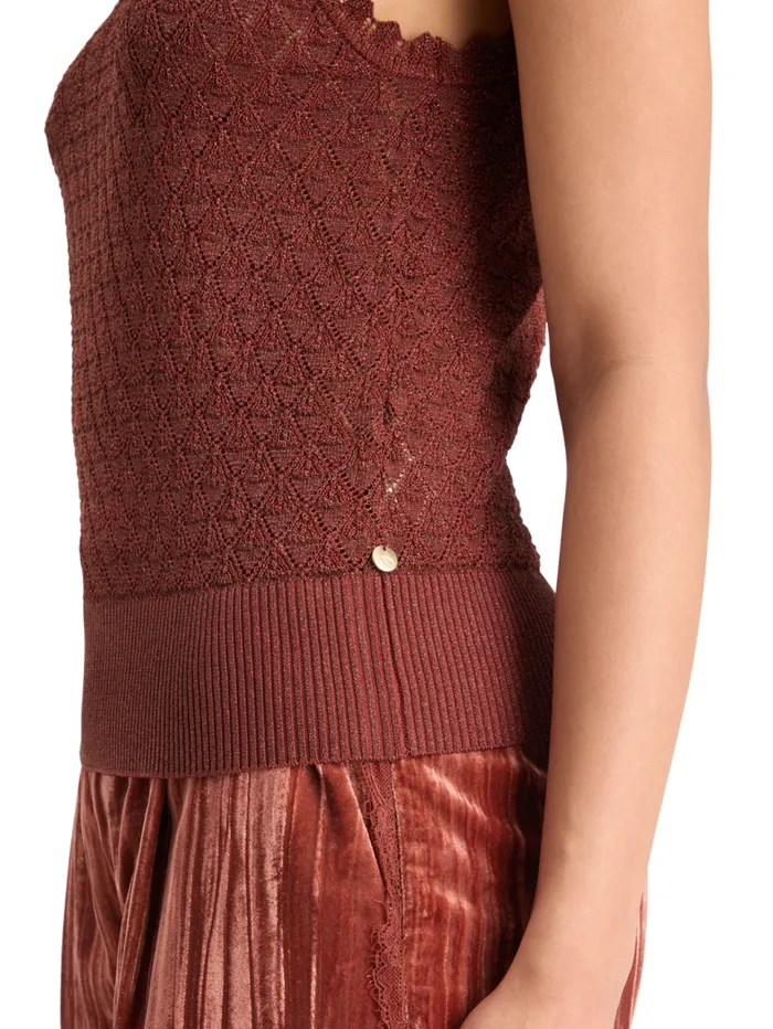 METALLIC POINTELLE KNITTED TANK Gold Women Scotch and Soda Tops and TShirts