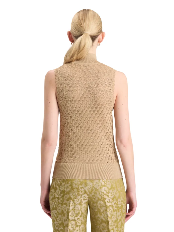 METALLIC POINTELLE KNITTED TANK Gold Women Scotch and Soda Tops and TShirts