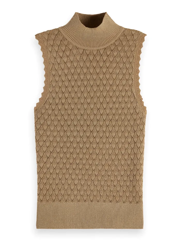 METALLIC POINTELLE KNITTED TANK Gold Women Scotch and Soda Tops and TShirts