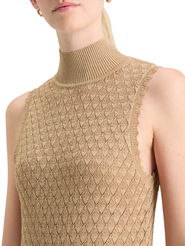 METALLIC POINTELLE KNITTED TANK Gold Women Scotch and Soda Tops and TShirts