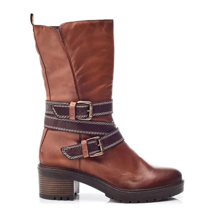 MidCalf Boots Women Moda In Pelle Bayeux Tan Leather